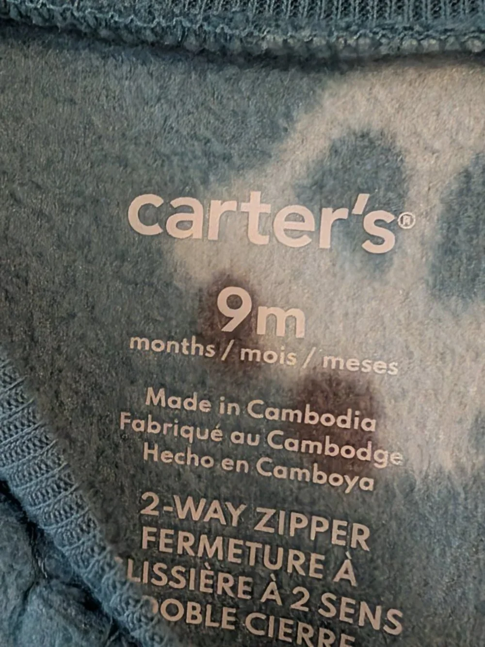 Carter's Fleece Zip-Up Sleep & Play Pajamas, size 6 & 9 months; qty 2 NWOT